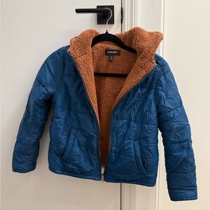 Nordstrom Kids Blue Puffer Jacket with Brown Lining